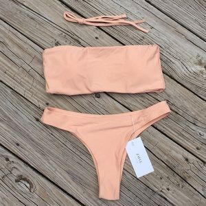 Zaful Peach Bandeau Bikini Set